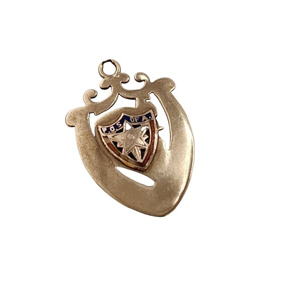 Antique Late 1800s Brotherhood Locomotive Fireman & Engineers Enamel 12kt Charm - Picture 3 of 5